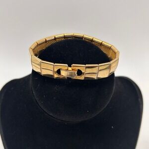 Vintage Gold Tone Stretch Bracelet Watch Band Style Chunky Link